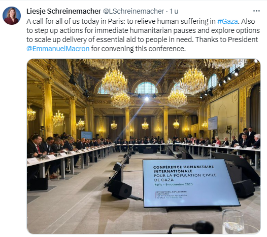 Bericht van minister Schreinemacher op X.