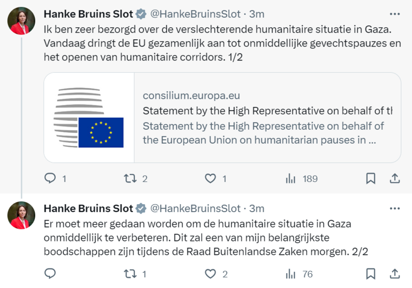 De EU roept op tot onmiddellijke gevechtspauzes en het openen van humanitaire corridors