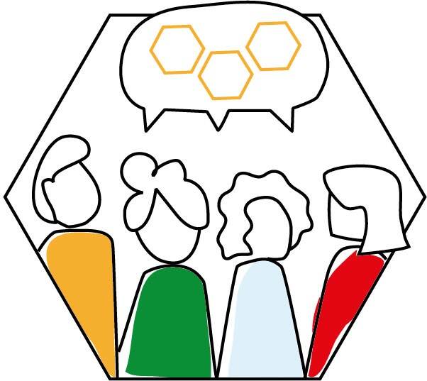 Tekening van mensen die resultaten bespreken (onderdeel ToC)